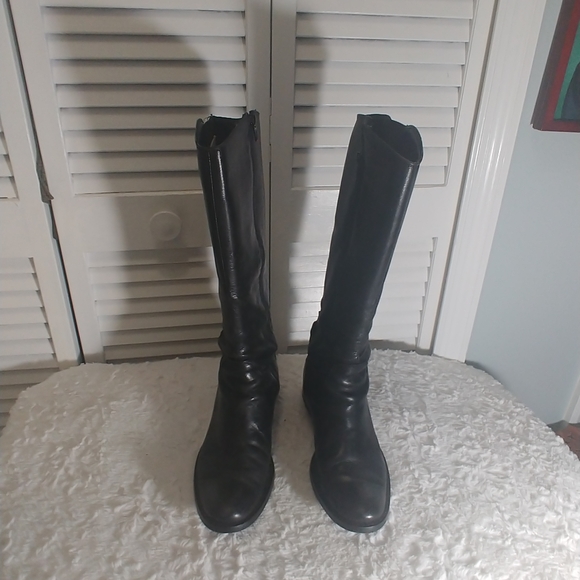 Italian black leather boots SZ 7 - Picture 2 of 10